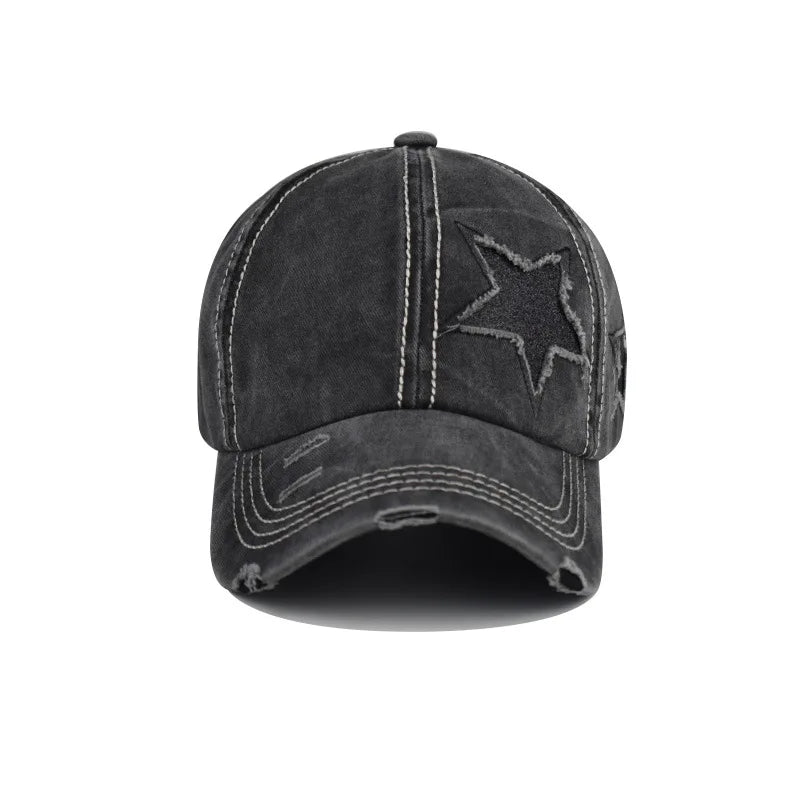 Retro Y2K Star Washed Denim Hole star Baseball cap Snapback Hats Autumn Summer fishing Hat Men Women Caps Casquette hats Gorras