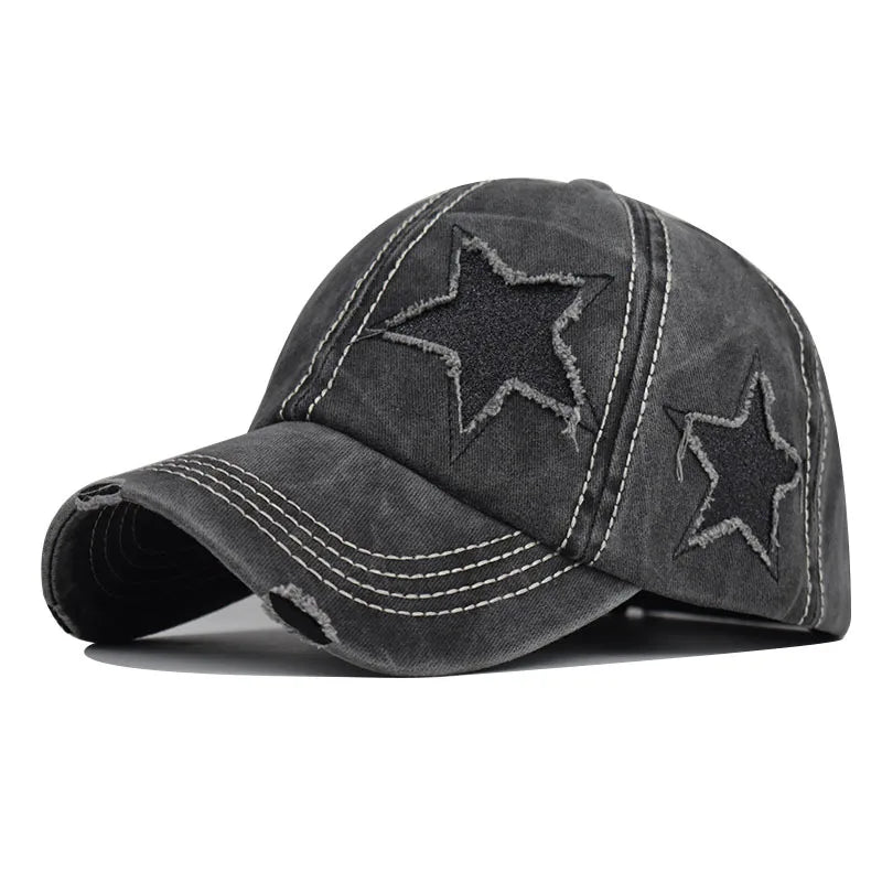 Retro Y2K Star Washed Denim Hole star Baseball cap Snapback Hats Autumn Summer fishing Hat Men Women Caps Casquette hats Gorras