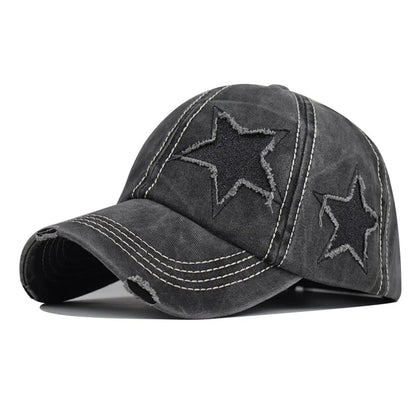 Retro Y2K Star Washed Denim Hole star Baseball cap Snapback Hats Autumn Summer fishing Hat Men Women Caps Casquette hats Gorras