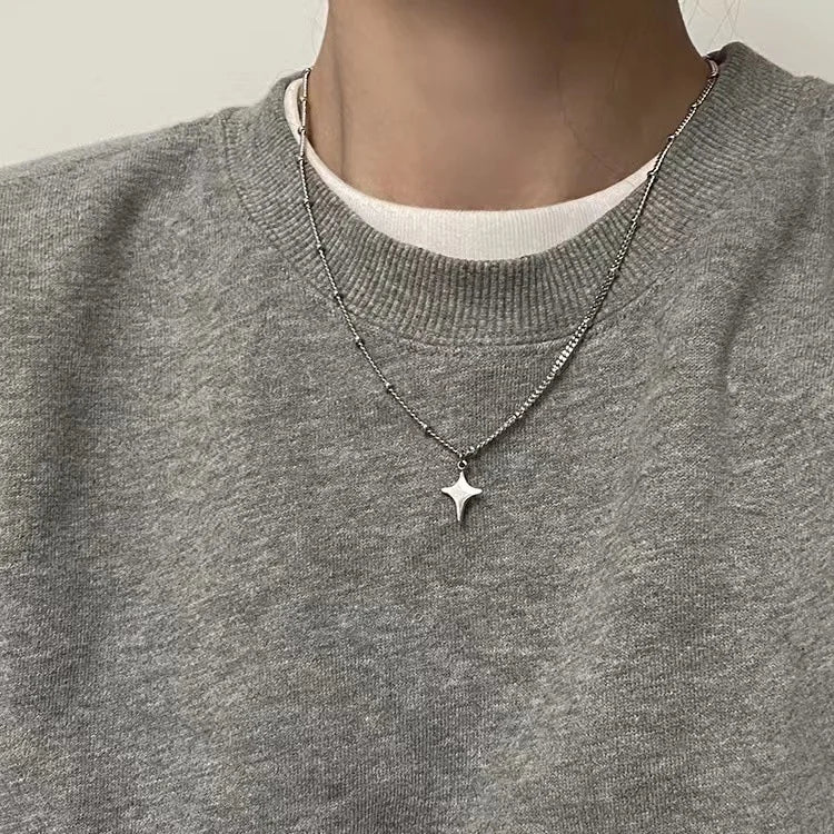 Simple Trendy Star Hollow Choker Necklace Pendant Neck Jewelry Accessories Women Men's Fashion Party Chain Necklace