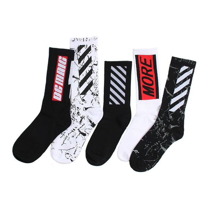 Street Letters Hip Hop Skate Socks Men's Fashion Trendy Hip Hop Mid-High Tube Socks Women's INS Sports Stockings Fashion