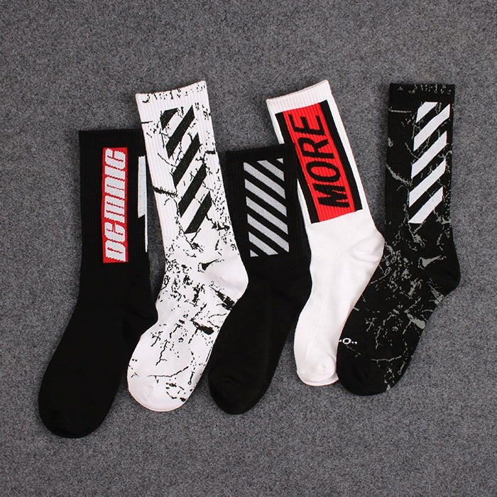 Street Letters Hip Hop Skate Socks Men's Fashion Trendy Hip Hop Mid-High Tube Socks Women's INS Sports Stockings Fashion