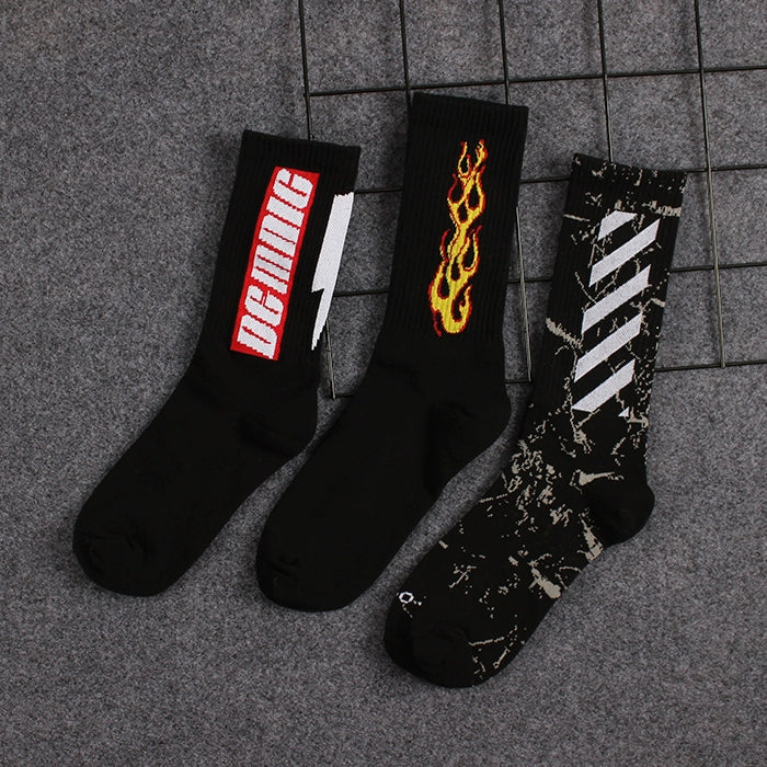 Street Letters Hip Hop Skate Socks Men's Fashion Trendy Hip Hop Mid-High Tube Socks Women's INS Sports Stockings Fashion