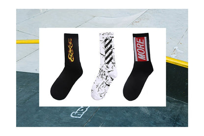 Street Letters Hip Hop Skate Socks Men's Fashion Trendy Hip Hop Mid-High Tube Socks Women's INS Sports Stockings Fashion